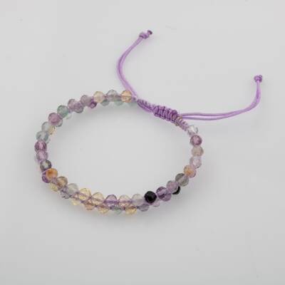 Mor Florit 3-4mm Çift Sıra Doğal Taş Bileklik - 4