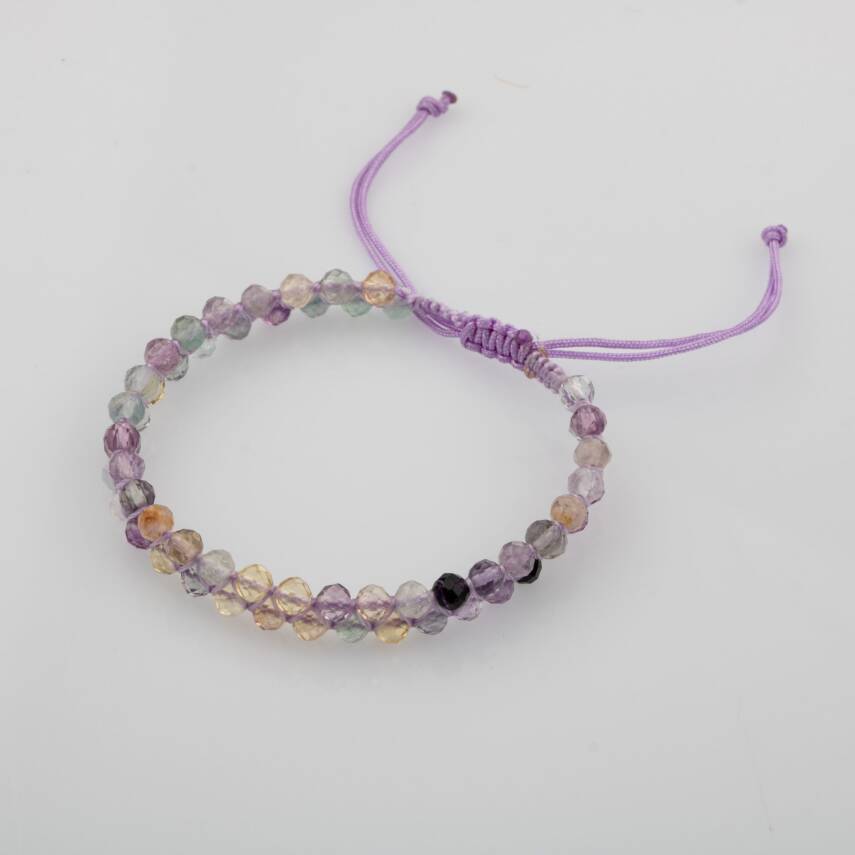 Mor Florit 3-4mm Çift Sıra Doğal Taş Bileklik - 4