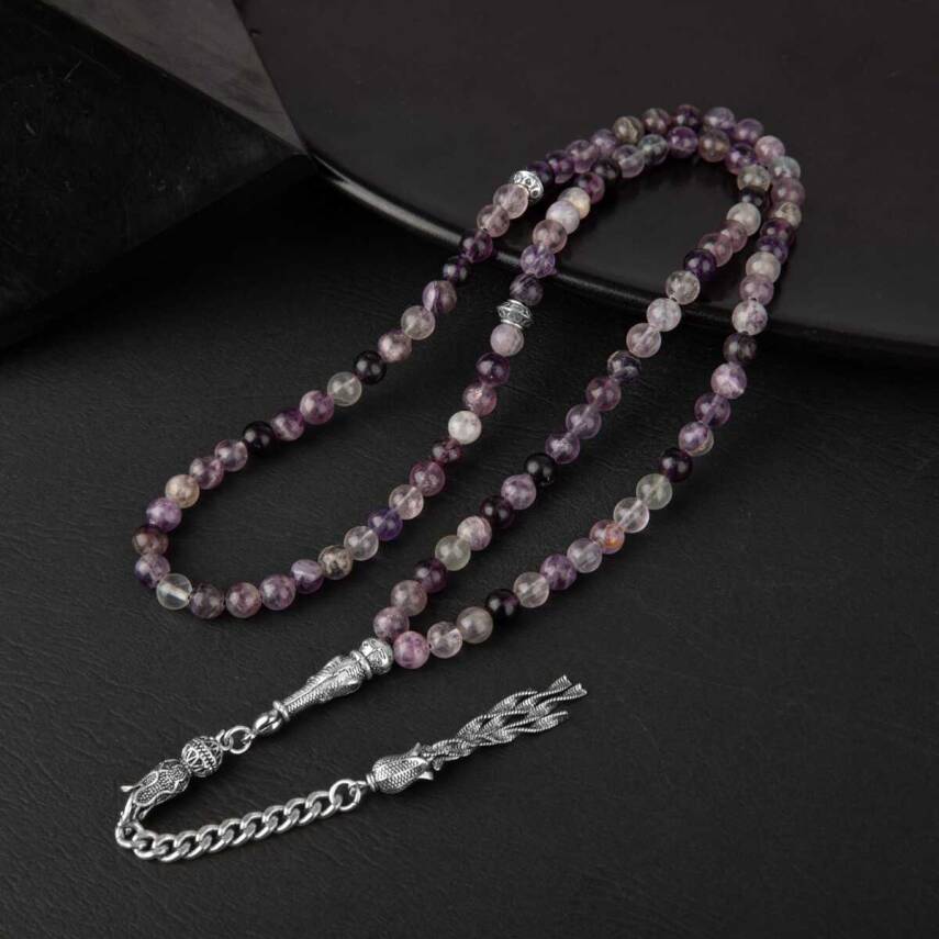 Mor Florit Doğal Taş Tesbih 99luk - 6mm - 4