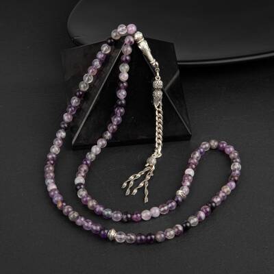 Mor Florit Doğal Taş Tesbih 99luk - 6mm - Osmanlı Doğaltaş