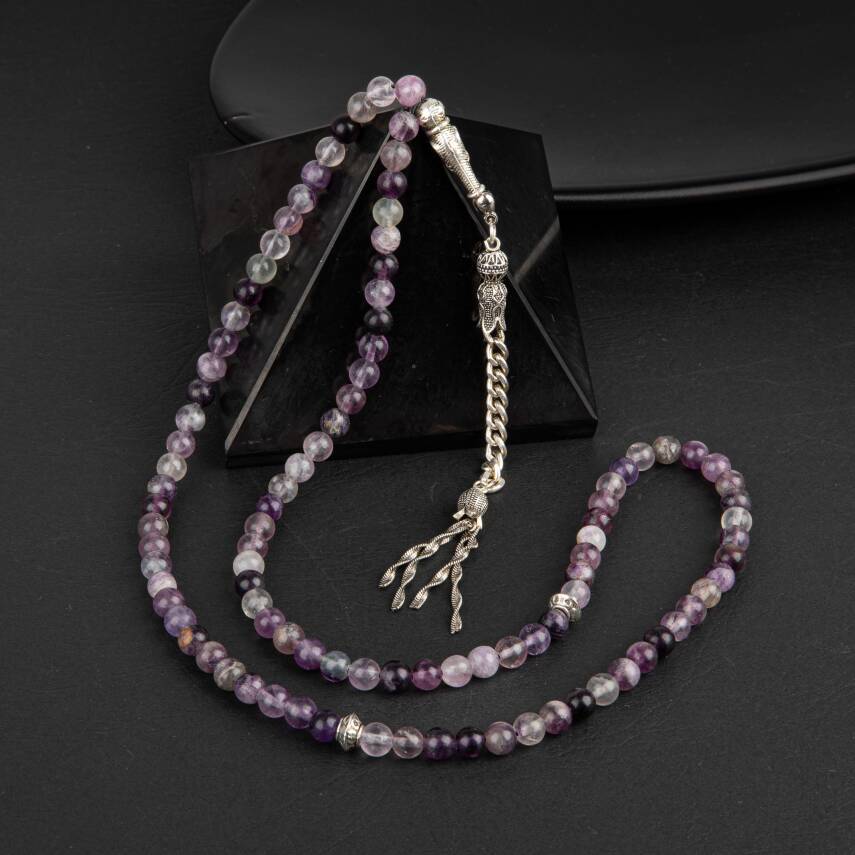 Mor Florit Doğal Taş Tesbih 99luk - 6mm - 1