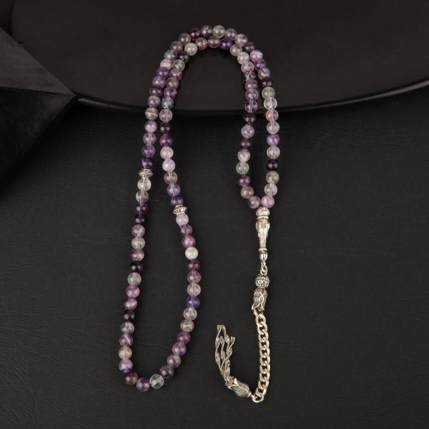 Mor Florit Doğal Taş Tesbih 99luk - 6mm - 2