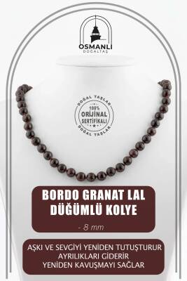Morganit 8 mm Düğümlü Doğal Taş Kolye - Osmanlı Doğaltaş