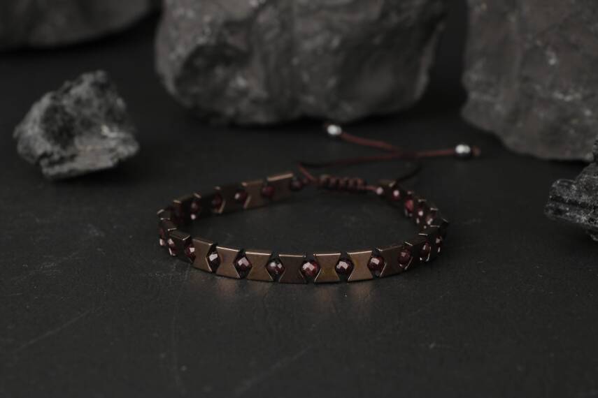 Narina Lal-Hematit Doğal Taş Erkek Bileklik - 3