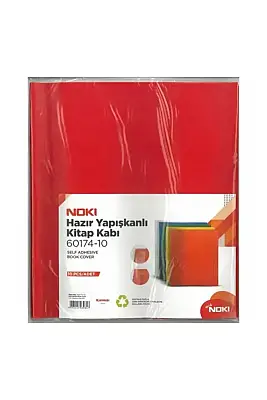 Noki Hazır Yapışkanlı Kitap Kabı 10 Lu Kırmızı - Noki (1)