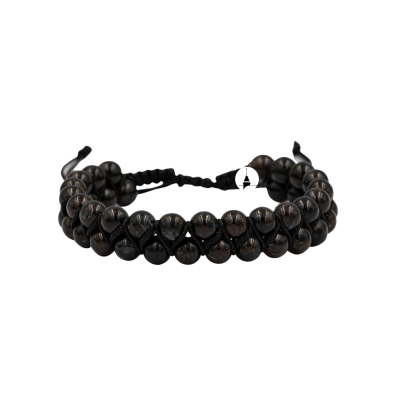 Nuummite 6mm Çift Sıra Makrome Doğal Taş Bileklik - Osmanlı Doğaltaş