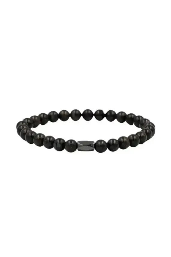 Nuummite 6mm Merdiven Kapama Doğal Taş Bileklik - 1