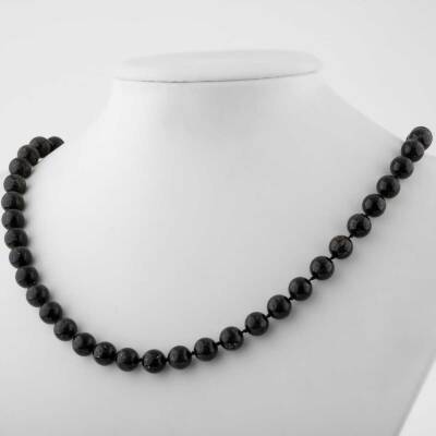 Nuummite 8 mm Düğümlü Doğal Taş Kolye - 3