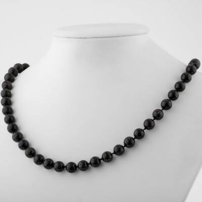 Nuummite 8 mm Düğümlü Doğal Taş Kolye - 2