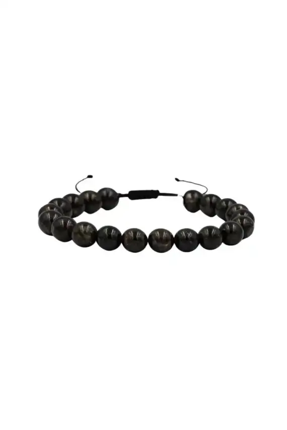 Nuummite 8mm Merdiven Kapama Doğal Taş Bileklik - 1