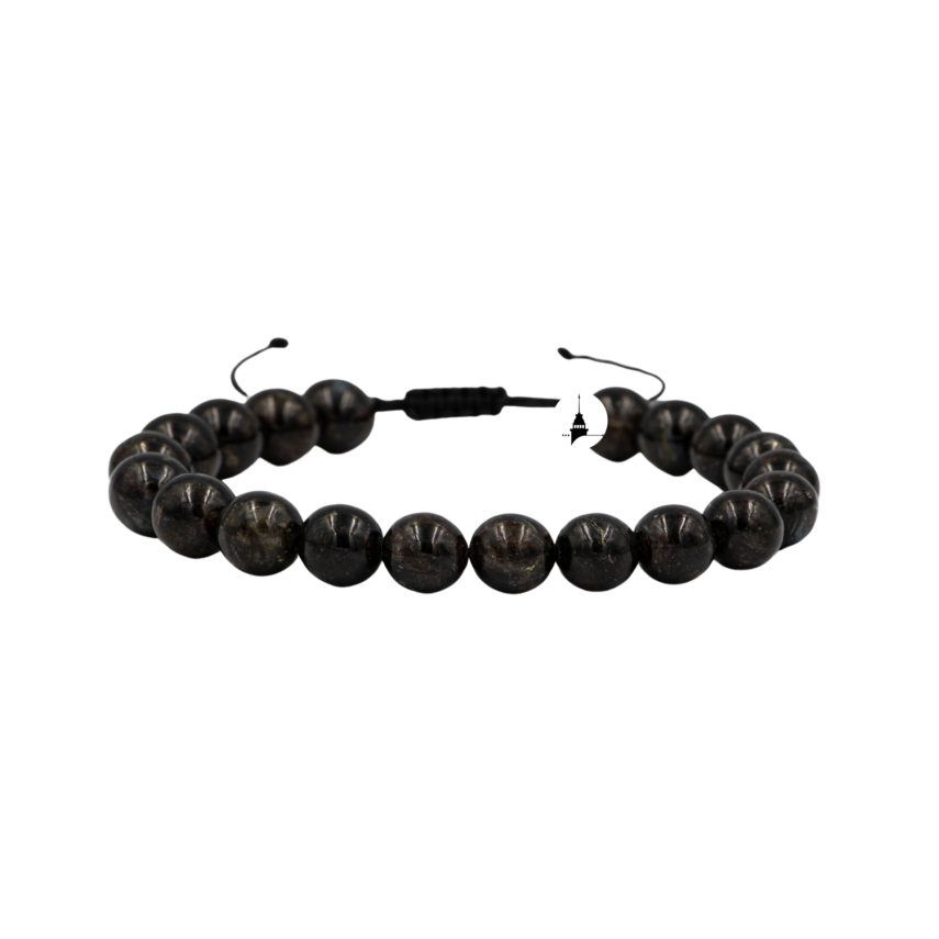 Nuummite 8mm Merdiven Kapama Doğal Taş Bileklik - 1