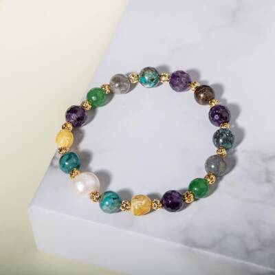 Obsesyon Takıntı Doğal Taş Bileklik Ametist Bronzit İnci Kehribar Krizokol Aventurin Labradorit - Osmanlı Doğaltaş