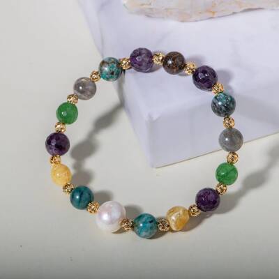Obsesyon Takıntı Doğal Taş Bileklik Ametist Bronzit İnci Kehribar Krizokol Aventurin Labradorit - 3