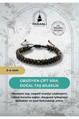 Obsidyen 3-4mm Çift Sıra Doğal Taş Bileklik - Osmanlı Doğaltaş