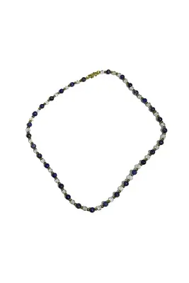 Lapis Lazuli Kristal Kuvars Kolye 4 mm Gümüş Kapama Doğal Taş Kolye - Doğal Taş (1)