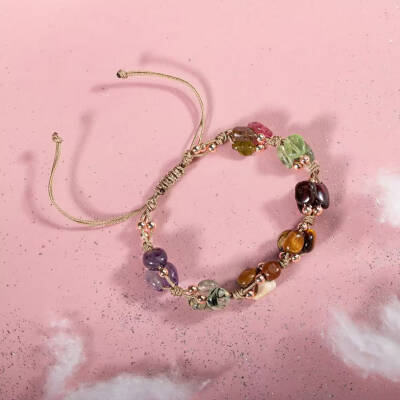 Oğlak Burcu Bileklik Ametist, Bordo Granat Lal, Jasper, Kaplan Gözü, Kunzit, Prehnit, Renkli Turmalin - Osmanlı Doğaltaş