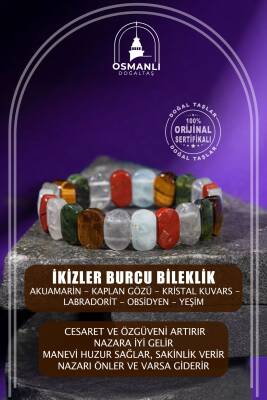 Oğlak Burcu Bileklik Ametist, Pembe Kuvars, Yeşil Aventurin, Yosunlu Akik - 2