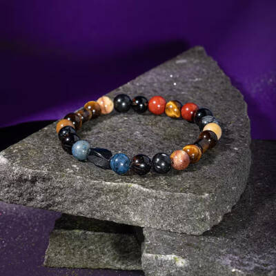 Oğlak Burcu Bileklik Dumanlı Kuvars, Dumortierit, Golden Obsidyen, Jasper, Kaplan Gözü - 3