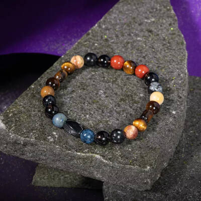 Oğlak Burcu Bileklik Dumanlı Kuvars, Dumortierit, Golden Obsidyen, Jasper, Kaplan Gözü - 4