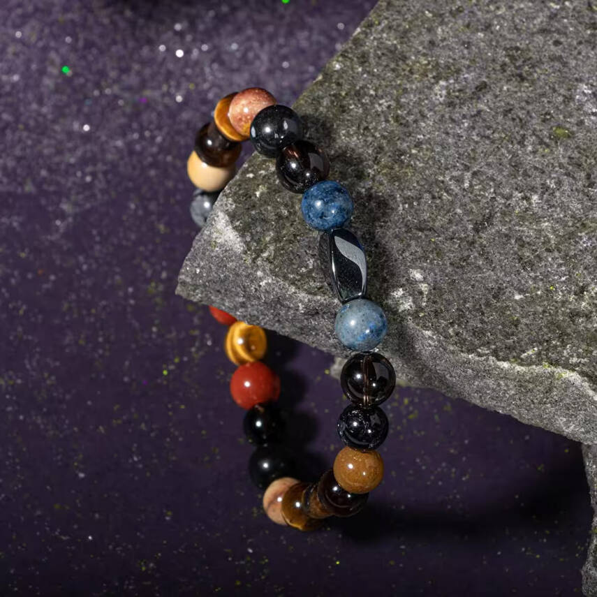 Oğlak Burcu Bileklik Dumanlı Kuvars, Dumortierit, Golden Obsidyen, Jasper, Kaplan Gözü - 6