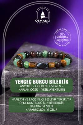Oğlak Burcu Bileklik Dumanlı Kuvars, Dumortierit, Golden Obsidyen, Jasper, Kaplan Gözü - 2