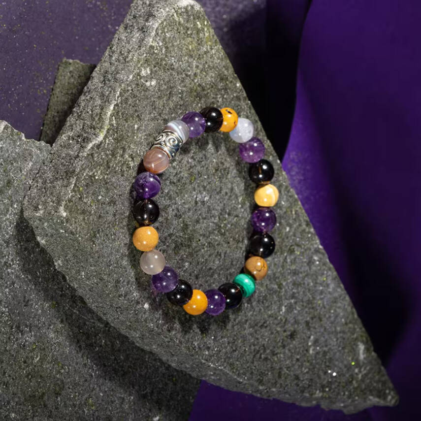 Oğlak Burcu Bileklik Dumanlı Kuvars, Kaplan Gözü, Kırmızı Akik, Pembe Kuvars, Selenit - 5