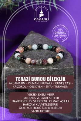 Oğlak Burcu Bileklik Dumanlı Kuvars, Kaplan Gözü, Kırmızı Akik, Pembe Kuvars, Selenit - 2