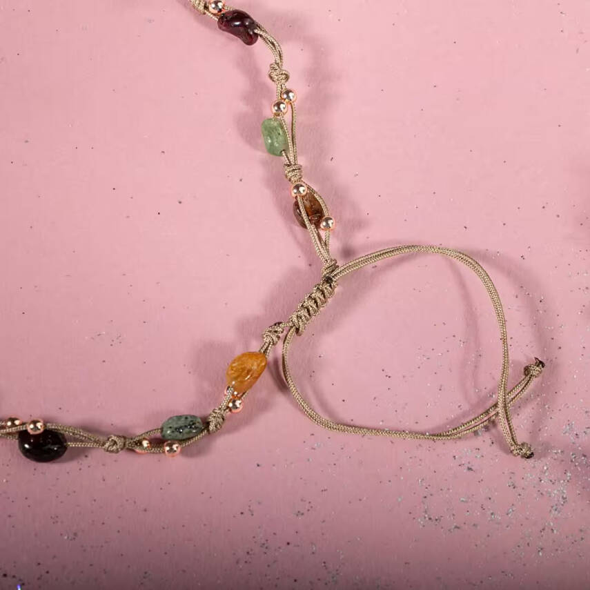 Oğlak Burcu Kolye Ametist, Bordo Granat Lal, Jasper, Kaplan Gözü, Kunzit, Prehnit, Renkli Turmalin - 3