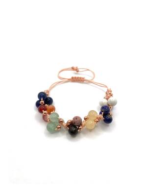 Öğrenci Bilekliği Doğal Taş Merdiven Kapama İpli Model Lapis - Sodalit - Karnelyan Akik - Kalsit - Aventurin - Rodonit - Havlit - 3