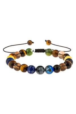 Öğrenci Doğal Taş Bileklik-Karlı Obsidyen-Lapis-Kaplan Gözü-Dumanlı Kuvars-Sodalit-Kalsit-Yeşim - 5