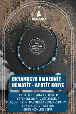 Okyanusya Amazonit - Hematit - Apatit Doğal Taş Kolye - Osmanlı Doğaltaş