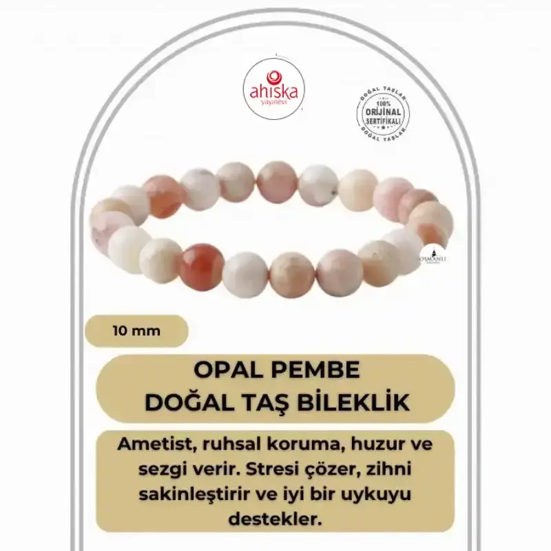 Opal Pembe 10mm Doğal Taş Bileklik - 2