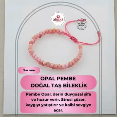 Opal Pembe 3-4mm Çift Sıra Doğal Taş Bileklik - Doğal Taş (1)