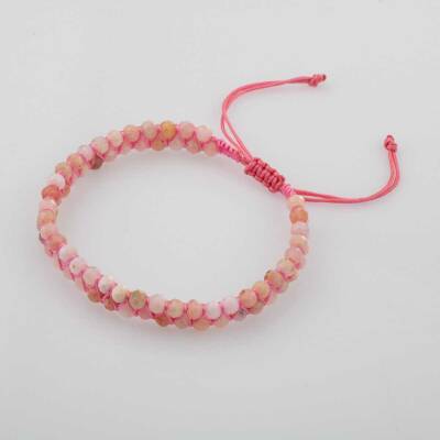 Opal Pembe 3-4mm Çift Sıra Doğal Taş Bileklik - 5