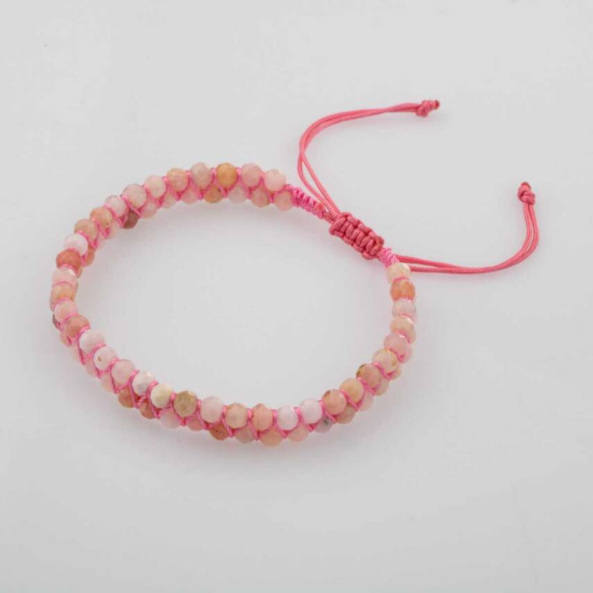 Opal Pembe 3-4mm Çift Sıra Doğal Taş Bileklik - 5