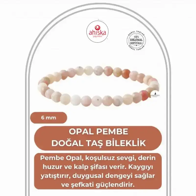 Opal Pembe 6mm Doğal Taş Bileklik - 1