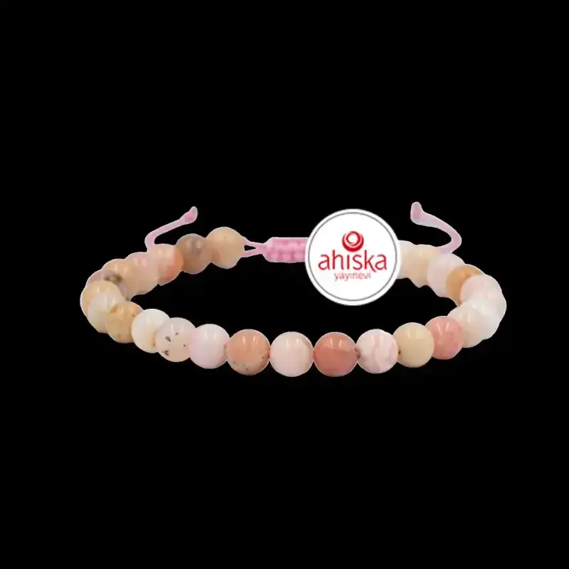 Opal Pembe 6mm Merdiven Kapama Doğal Taş Bileklik - 1