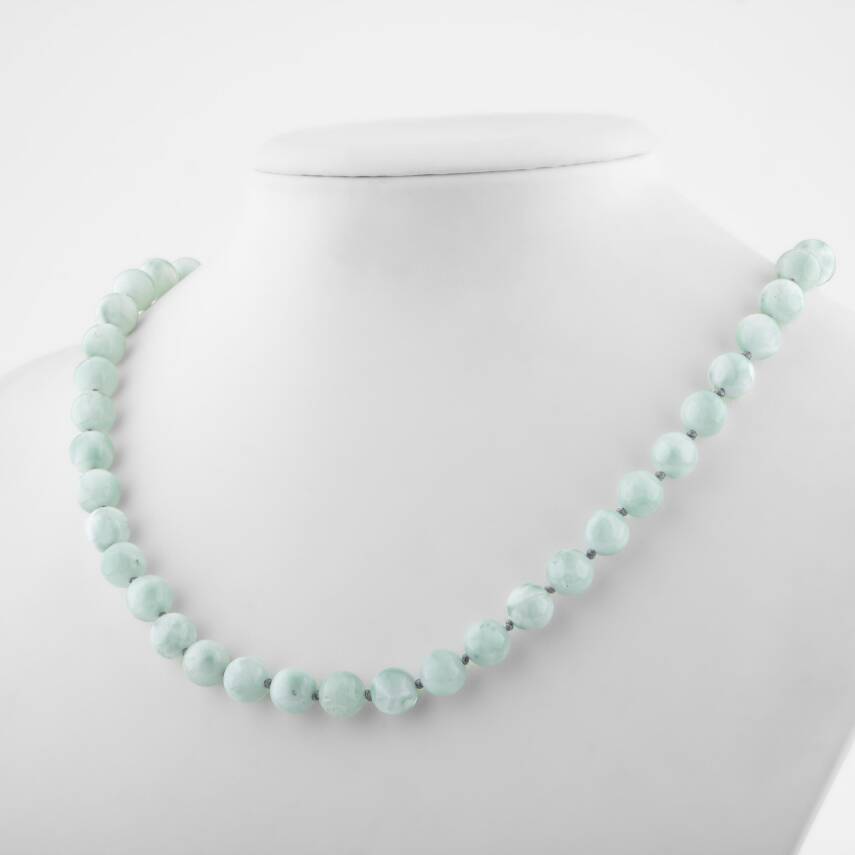 Opal Pembe 8 mm Düğümlü Doğal Taş Kolye - 2