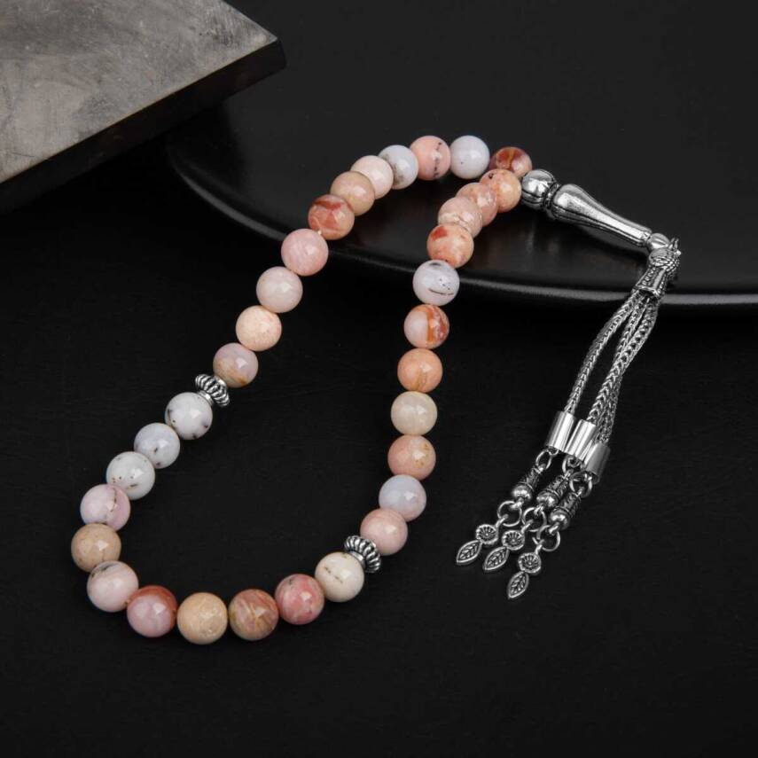 Opal Pembe Doğal Taş Tesbih 33lük - 8mm - 1