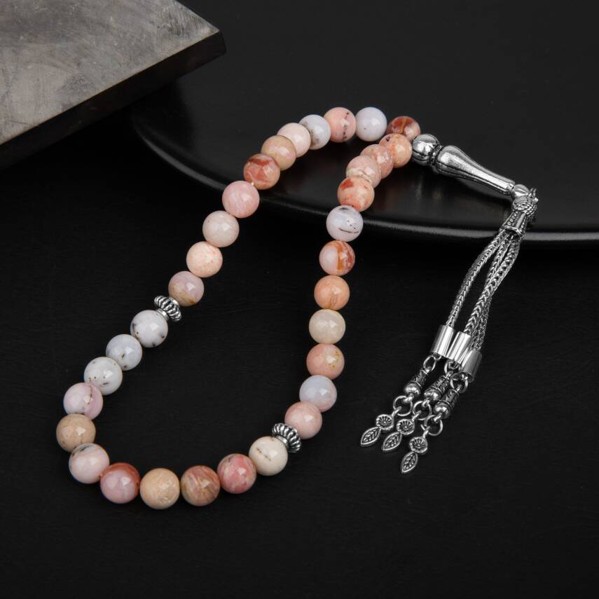 Opal Pembe Doğal Taş Tesbih 33lük - 8mm - 2