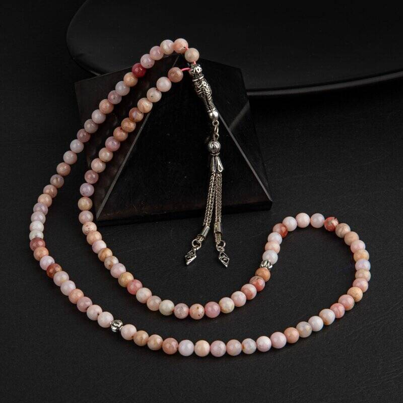 Opal Pembe Doğal Taş Tesbih 99luk - 6mm - 2