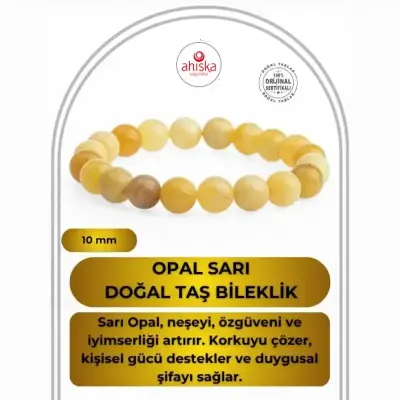 Opal Sarı 10mm Doğal Taş Bileklik - 1