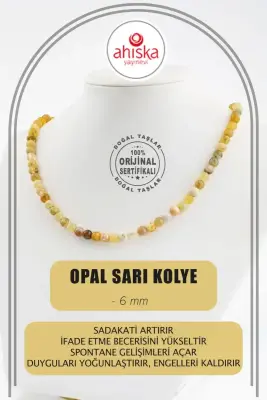 Opal Sarı 6 mm Dizi Doğal Taş Kolye - 1
