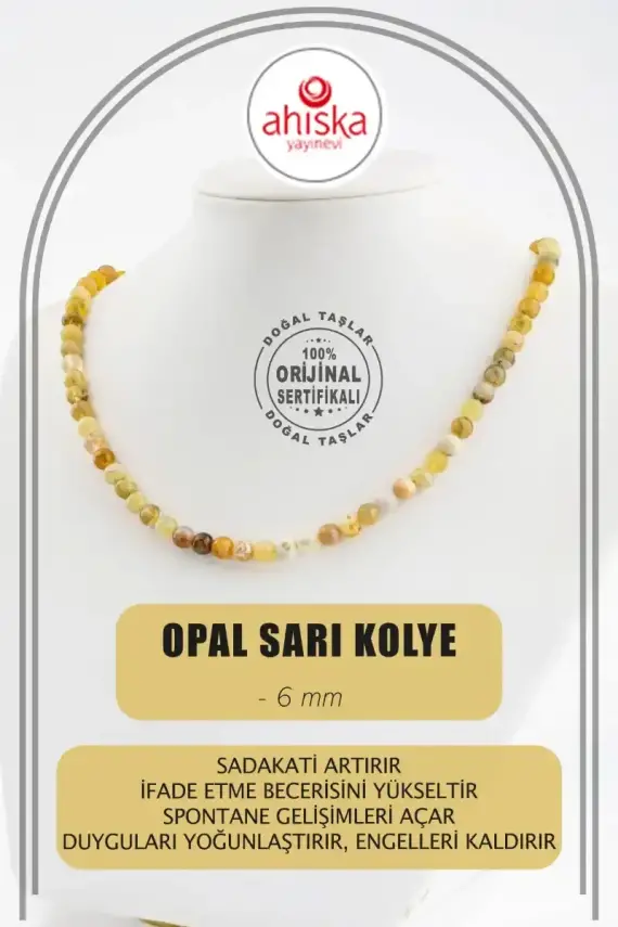Opal Sarı 6 mm Dizi Doğal Taş Kolye - 1