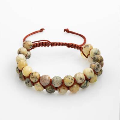 Opal Sarı 8mm Çift Sıra Makrome Doğal Taş Bileklik - Osmanlı Doğaltaş