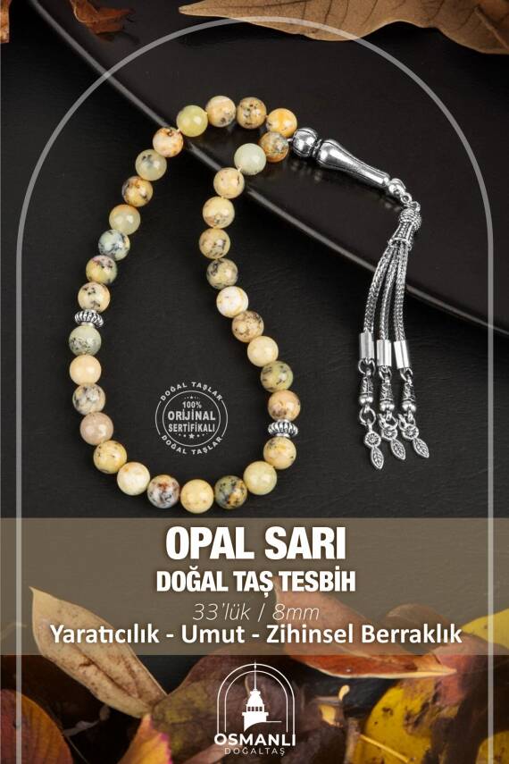 Opal Sarı Doğal Taş Tesbih 33lük - 8mm - 1