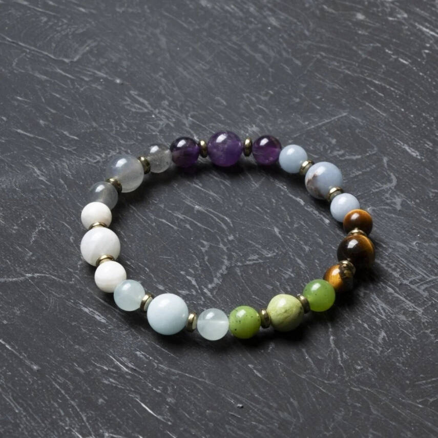 Osmanlı Doğal Taş Sertifikalı Kova Burcu Doğal Taş Bileklik - 1