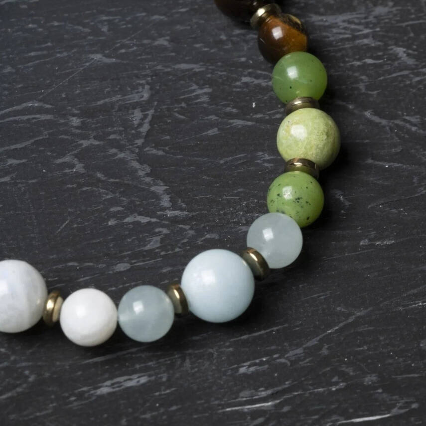 Osmanlı Doğal Taş Sertifikalı Kova Burcu Doğal Taş Bileklik - 5