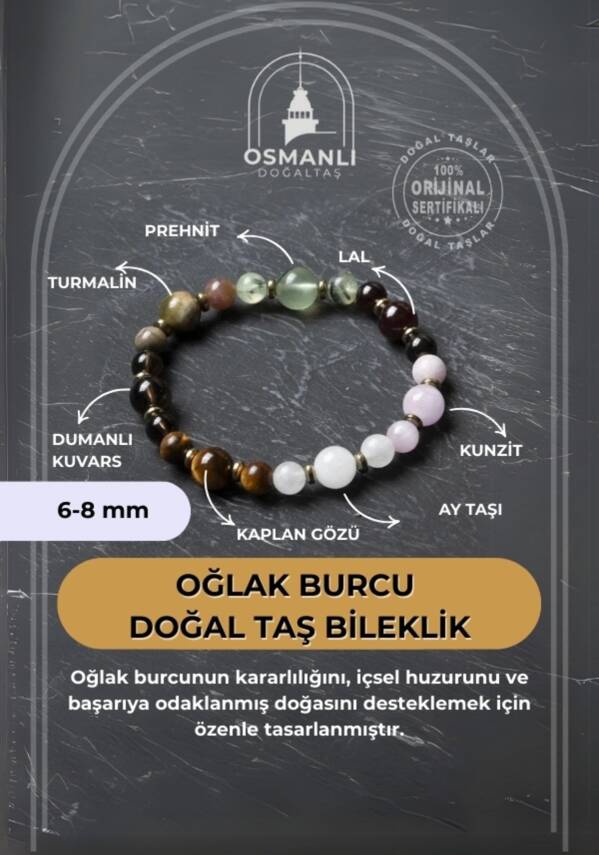 Osmanlı Doğal Taş Sertifikalı Oğlak Burcu Doğal Taş Bileklik - 2