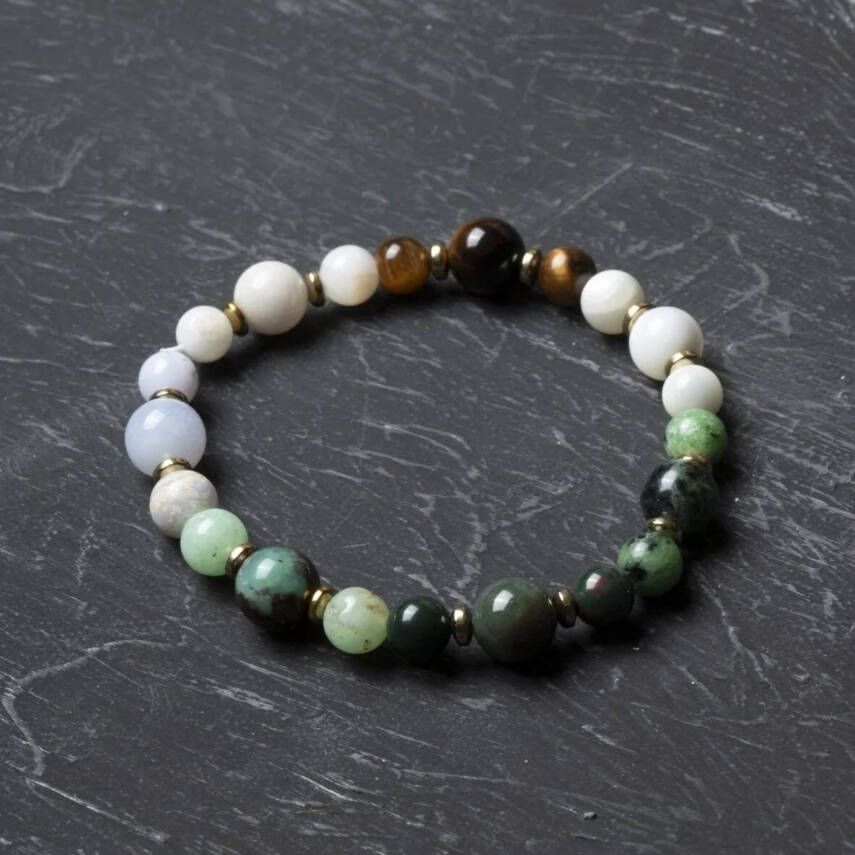 Osmanlı Doğal Taş Sertifikalı Yengeç Burcu Doğal Taş Bileklik - 1